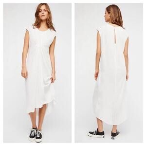 Free People Beach Meghan White Cotton Twist Front Maxi Dress XS